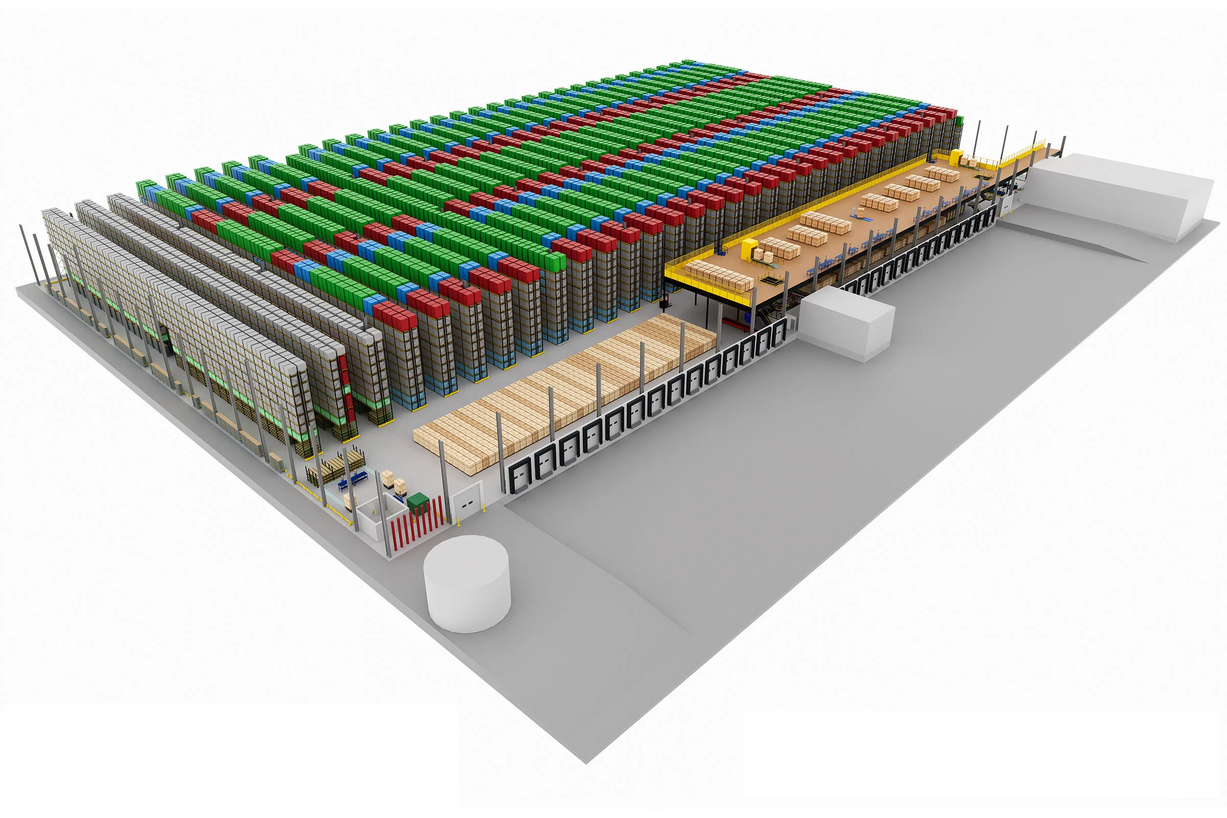 3D model of a large warehouse storage system